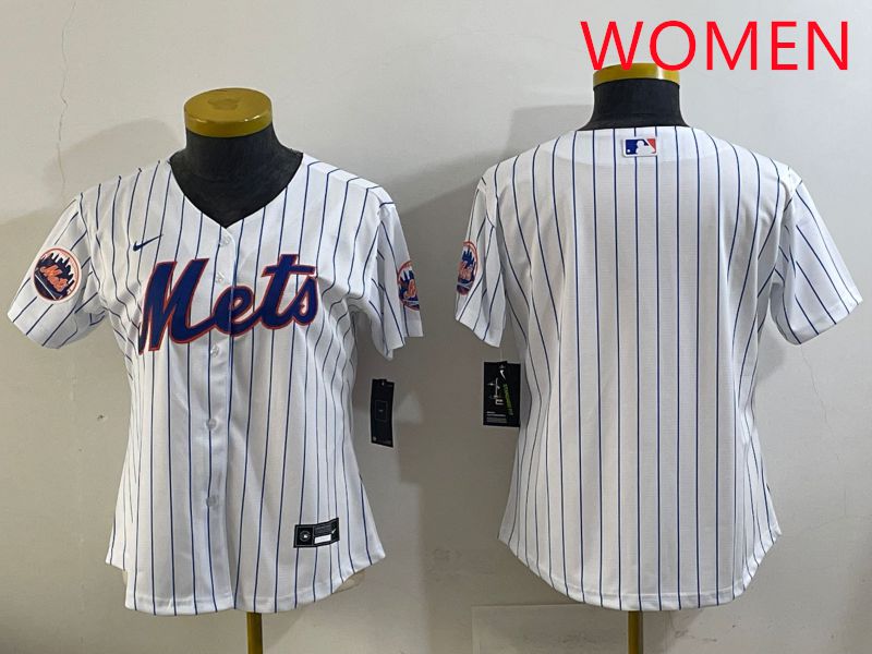 Women New York Mets Blank White Stripe Game 2025 Nike MLB Jersey style 4